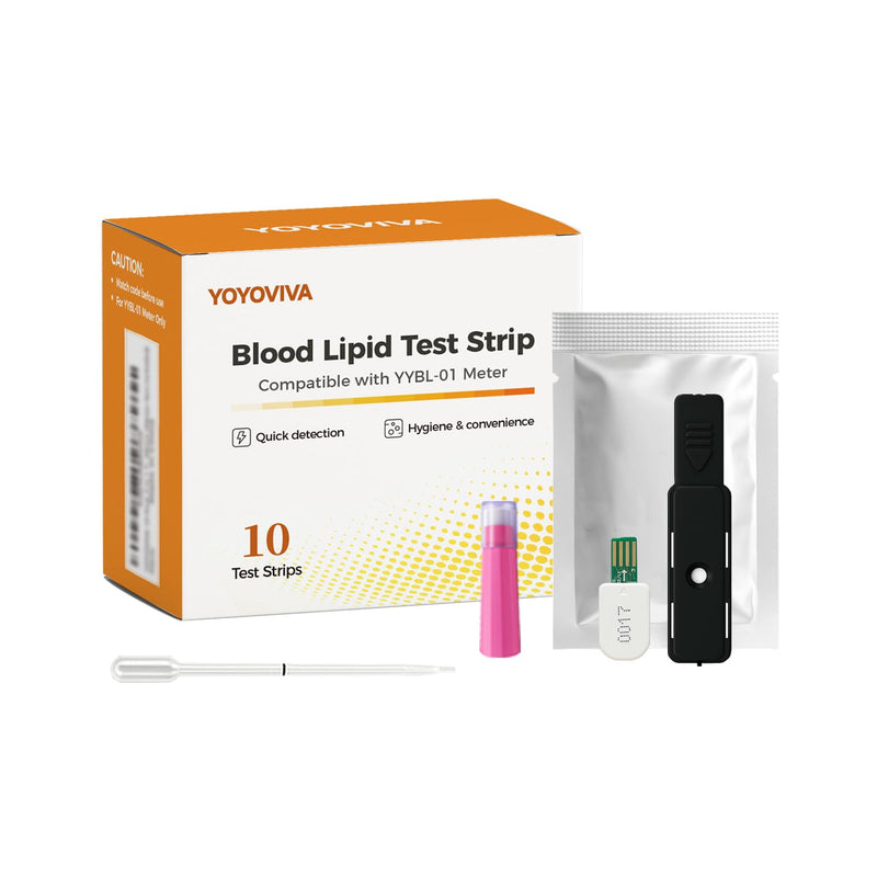 10 Pack 5 in 1 TC HDL TG LDL TC/HDL Test Strips with Lancets Droppers Compatible with The YYBL-01 Lipid Meter (Meter Not Included)