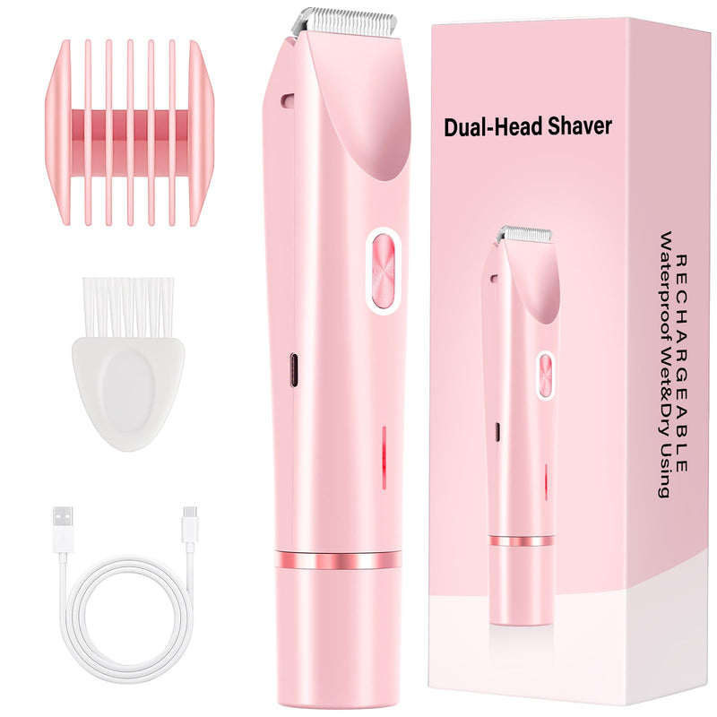 [Australia] - 2-in-1 Women's Electric Razor & Bikini Trimmer - Painless Smooth Shave & Gentle Pubic Hair Removal - Dual Ceramic Blades, IPX7 Shower-Proof - Cordless for Sensitive Skin 1 