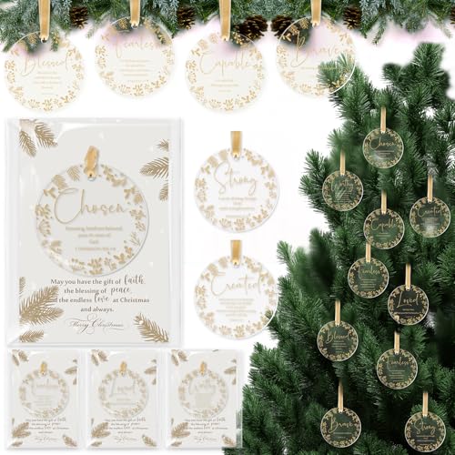 Barydat 50 Sets Christian Christmas Ornament Bulk Bible Verse, Bless