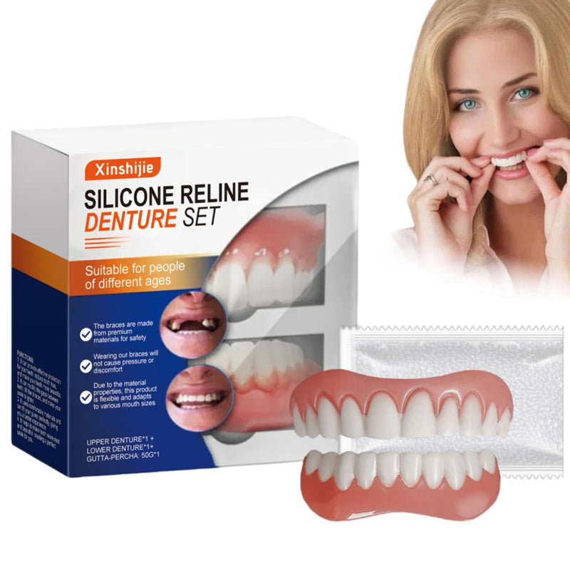 [Australia] - Soft Silicone Denture Liners – Comfortable Fit Denture Set with Upper & Lower Lightweight Liners for Secure Fit & Comfortable Wear (1 Set) style-1 