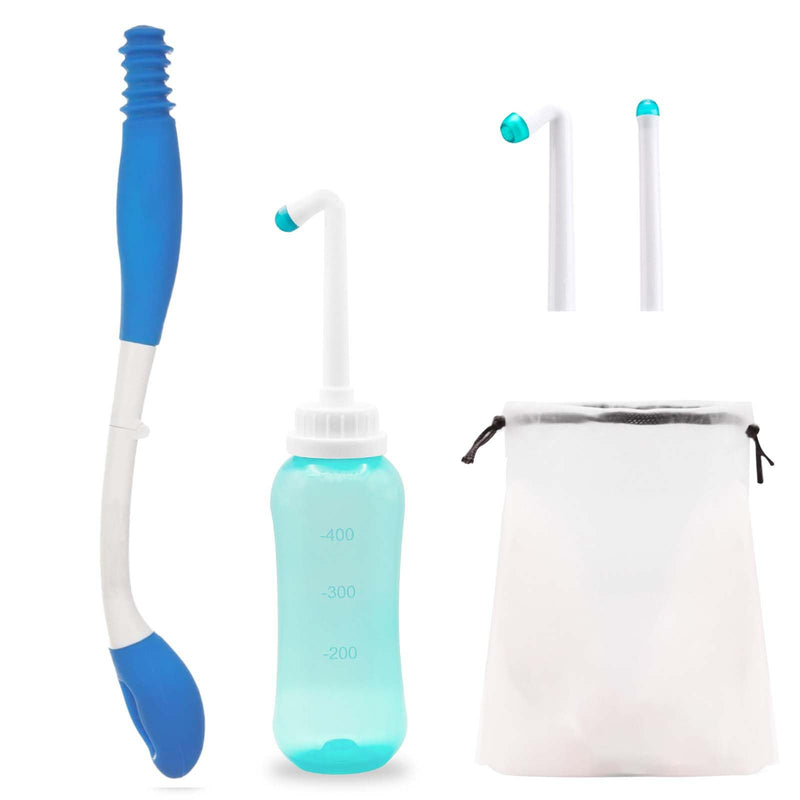 [Australia] - Foldable Toilet Aids Set for Wiping - 2PC Personal Hygiene Kit with Collapsible Butt Wiper & Dual-Nozzle Peri Bottle, for Post-Surgery Recovery, Elderly, Overweight, Mobility Challenges and Travel 