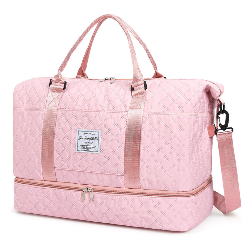 Travel Duffle Bag for Women Weekender Bags with Shoe Compartment Overnight Carry On Gym Tote Bag with Toiletry Bag Pink