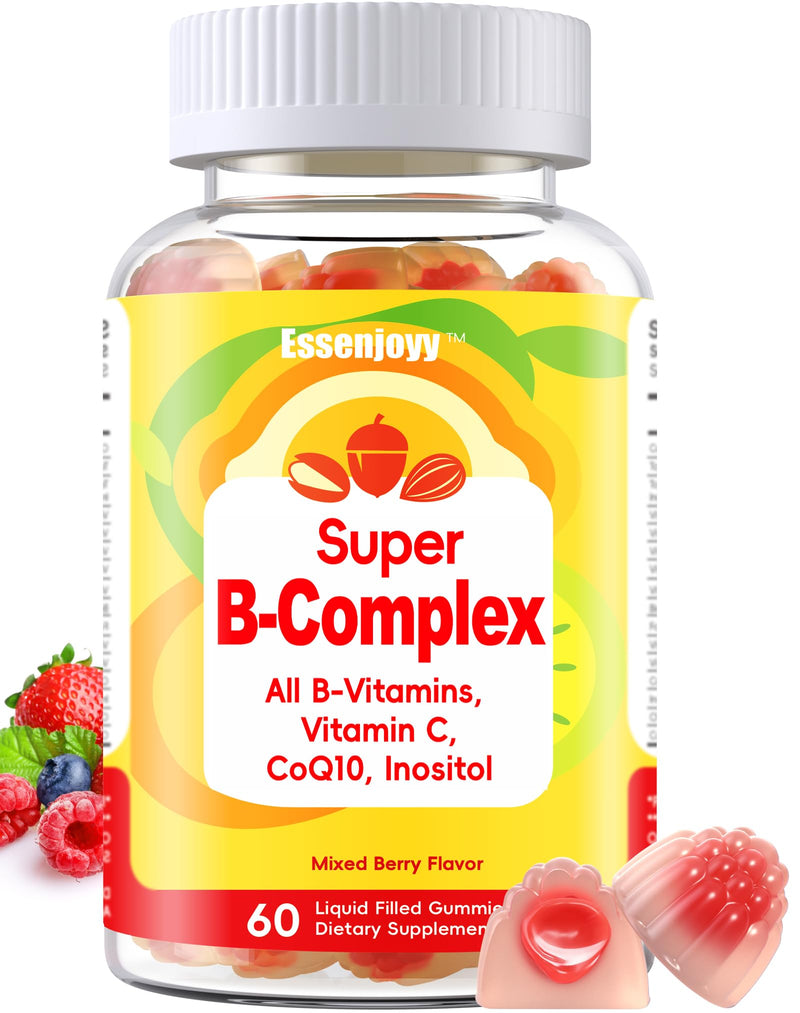 Methylated Vitamin B Complex Gummies for Women & Men- All B Vitamins-Methyl B12,Methylfolate, B1,B2,B5,B6,B7 with Vitamin C, CoQ10 & Inositol | Energy & Brain Support | Vegan, Sugar Free | 60 Count 60 Count (Pack of 1)
