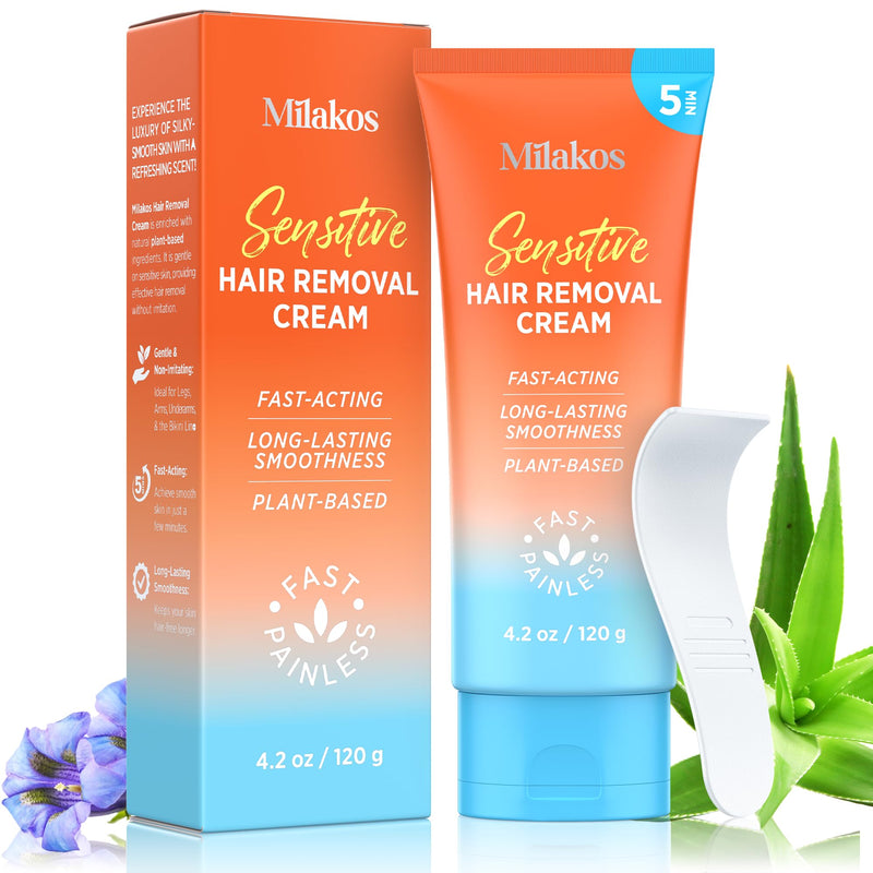 [Australia] - Hair Removal Cream for Women – Painless Depilatory Cream for Legs, Arms, Underarms & Bikini Line – 5 Minute Fast Acting Hair Remover with Aloe Vera & Argan Oil – Gentle on Sensitive Skin 4.2 Fl Oz (Pack of 1) 