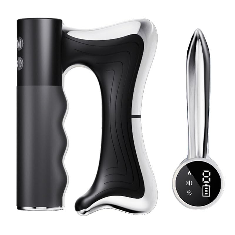 [Australia] - OTBK Heated Muscle Scraping Tool — Portable Muscle Relaxation Therapy Device. Features Three Modes: Vibration, Heat Therapy, and Microcurrent. (Electrothermal Fascia Cutter Black) Electrothermal Fascia Cutter Black 