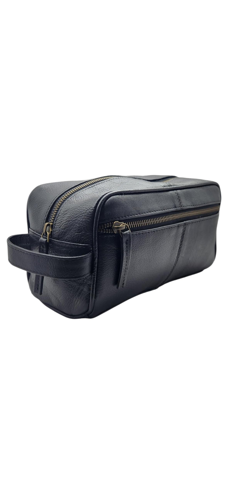Black Genuine Buffalo Leather Toiletry Bag for Men & Women – Vintage Dopp Kit Wash Bag Travel Organiser – Handmade Leather Shaving Kit Bag with Handle – Luxury Gift