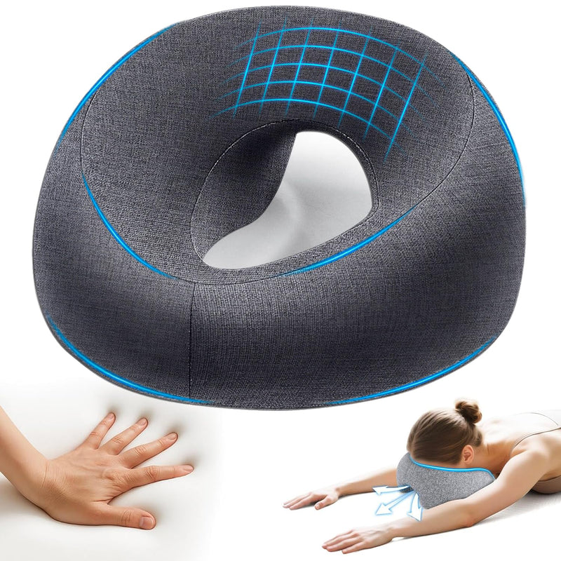 Face Down Pillows for Massage Table, Massage Headrest for Bed, Face Cradle for Spa, BBL Pillow After Surgery Post Eye Surgery Recovery & Vitrectomy Recovery Equipment Removable Cover DarkGrey