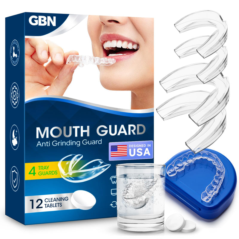 [Australia] - GBN Mouth Guard for Grinding Teeth at Night - Custom Fit Night Guards - Comfortable Mouth Guard for Sleeping, Nightguard, Mouthguard Includes 2 Sizes, 12 Cleaning Tablets Large and regular 
