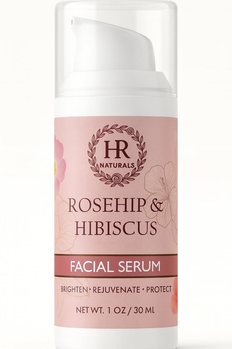 Rosehip & Hibiscus Facial Serum – Brightening, Rejuvenating, Vitamin-Rich Anti-Aging Serum with Rosehip Seed Oil & Hibiscus Extract | Vegan, Lightweight, 1 OZ Airless Pump