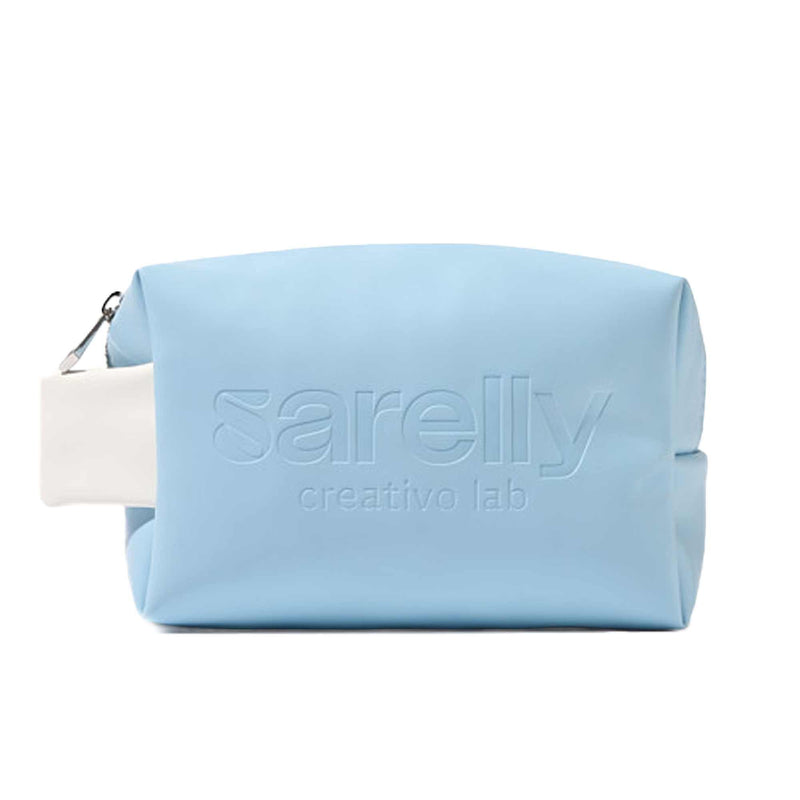 SARELLY, Mini Makeup Bag, Blue Vegan Leather with Compartments, Leak-proof, Sarelly Creativo Lab Baby Blue