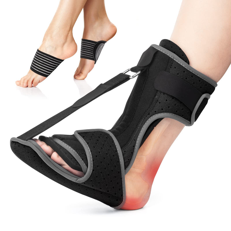 [Australia] - Plantar Fasciitis Night Splint: Adjustable Brace with Arch Support | Dorsal Night Splint for Women Men | Dual Effective Plantar Fasciitis Relief Achilles Tendonitis Foot Drop Heel Pain Black 