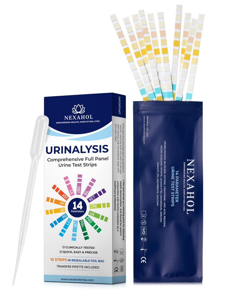 Urine Test Strips for Urinalysis Full Panel - 14 Panel Home Wellness Monitor Kit for Daily Health Awareness | at Home Checkup with Quick Results | Reliable and Convenient Urine Dipsticks - 10 Count