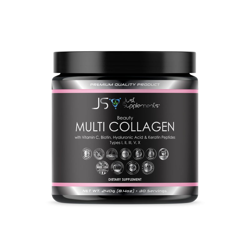 Beauty Multi Collagen with Vitamin C, Biotin, Hyaluronic Acid & Keratin Peptides, Type I, II, III, V, X
