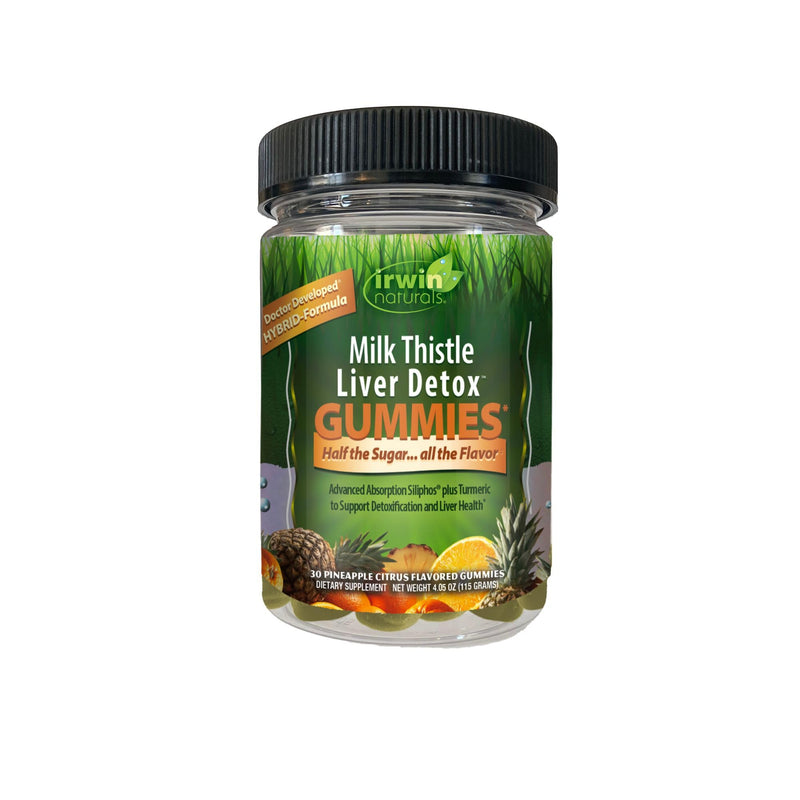 Irwin Naturals Milk Thistle Liver Detox Gummies Daily Wellness | 30 Gummies | Daily Liver Health | Siliphos Milk Thistle + AquaTurm | Gentle Detox Support | 30 Vegan Gummies