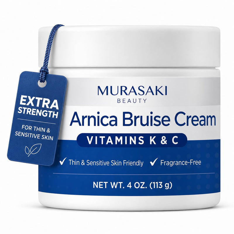 Arnica Bruise Cream Extra Strength for Thin & Sensitive Skin, 4 oz | Enriched with Arnica Montana & Vitamins K, C & E - Daily Care for Bruised Skin for Teens, Adults & Seniors 4 Ounce (Pack of 1)