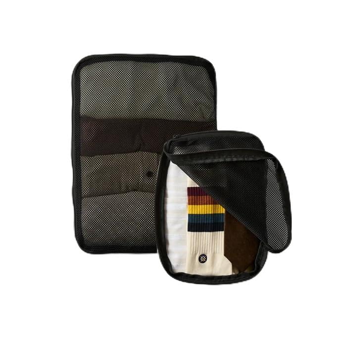 Halfday Modular Mesh Compression Packing Cubes Set (Medium + Large), Black | 2 Lightweight Ripstop Travel Organizers, Space-Saving Design, Durable & Easy-to-Clean, Mesh, Packs Down from 4.5” to 3”