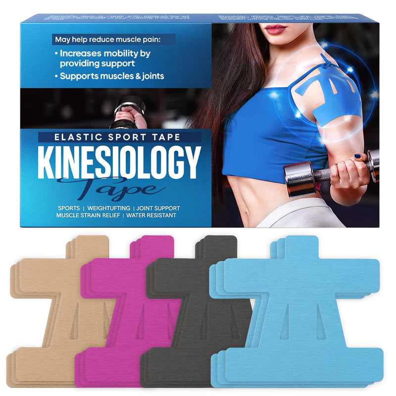 12Pcs Kinesiology Tape-for Shoulder, Shoulder Pain Relief Athletic Tapes, Shoulder Support & Stability Precut Strips, Waterproof & Elastic, Breathable Hypoallergenic Latex-Free Blue/Kneekinesiologytape