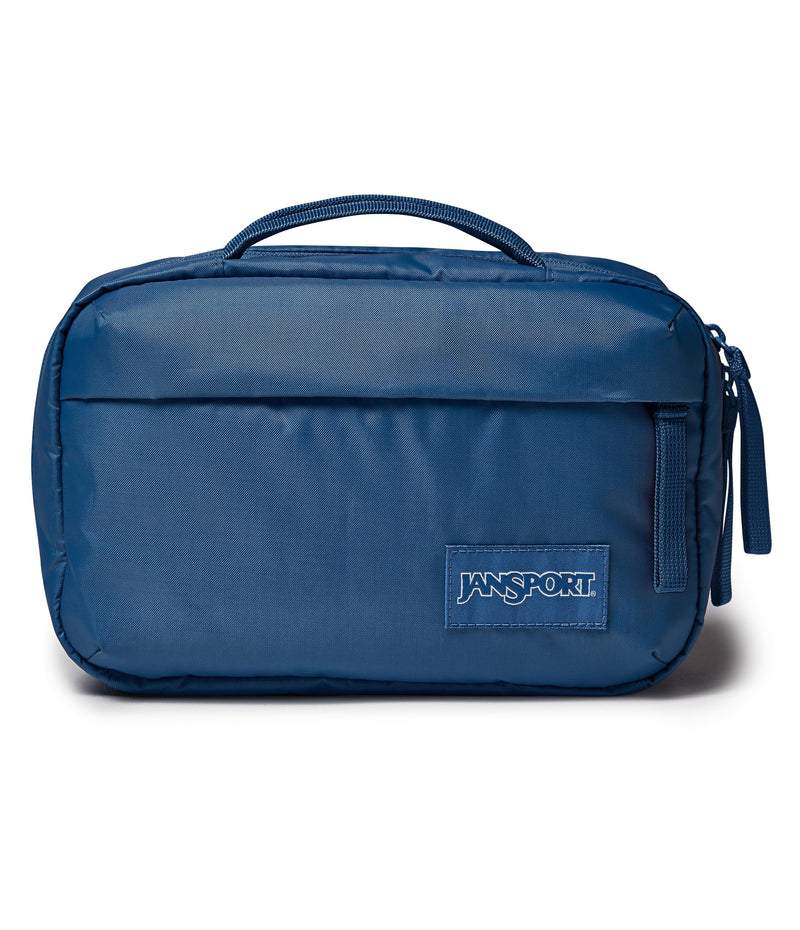 JanSport Good Latitude Hanging Toiletry Bag for Travel - Accordion Cosmetic Case with Waterproof Toothbrush Pocket - Hygiene Organizer 6L, Elemental Blue