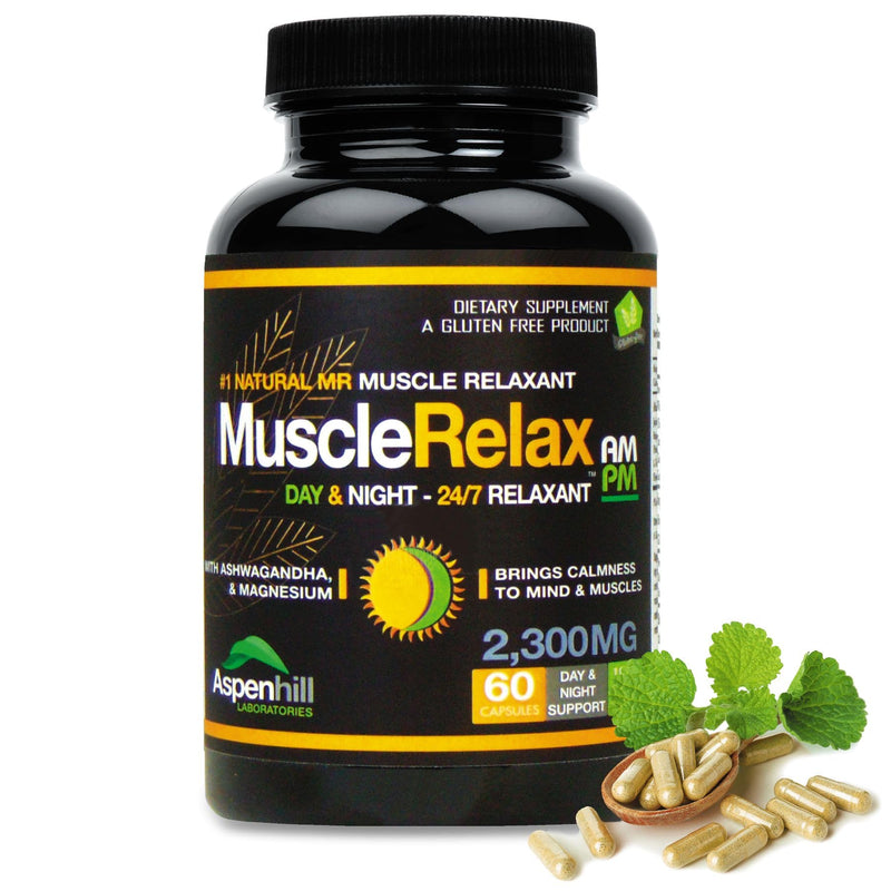 The Original Muscle Relax AM-PM 24/7 Day or Night with Magnesium and Calcium - Calmness - Relaxation - 60 Count