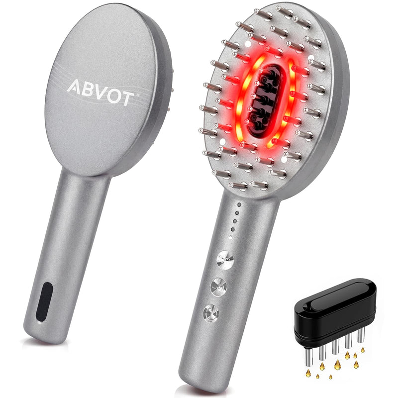 3-in-1 Electric Scalp Massager Brush, Vibrating Scalp Massager Comb with Hair Oil Applicator for Scalp/Face/Body Relaxation, Portable Massager Tool for Home & Travel, Gift for Men & Women (Grey) Grey
