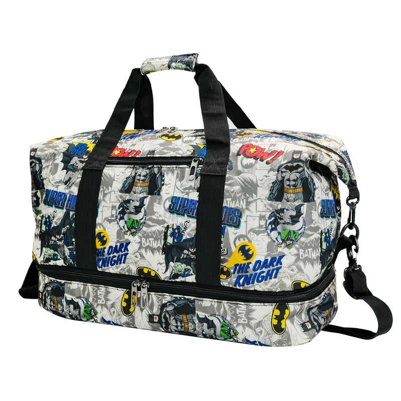 Batman Duffle Bag, Classic Comic Superhero Travel Bag Gifts for Boys Men | Large Capacity ,Lightweight,Waterproof ,with Shoe Compartment and Wet/Dry Pocket BatM