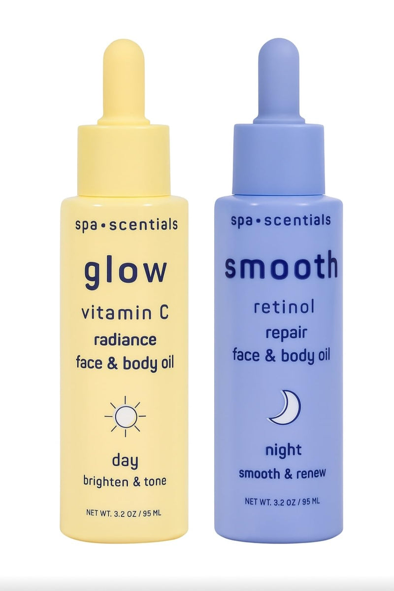 Glow & Smooth Face & Body Oil Set | Vitamin C & Retinol Duo.