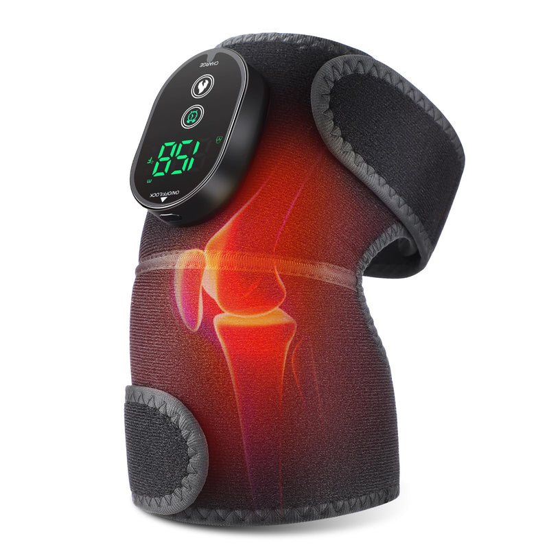 DREAMSOME Cordless Knee Heating Pad – Rechargeable Heat Wrap for Knee, Shoulder & Elbow with 6 Heat Settings & Auto Timer, Portable Battery Operated Heating Pad for Joint Pain Relief Dark Black