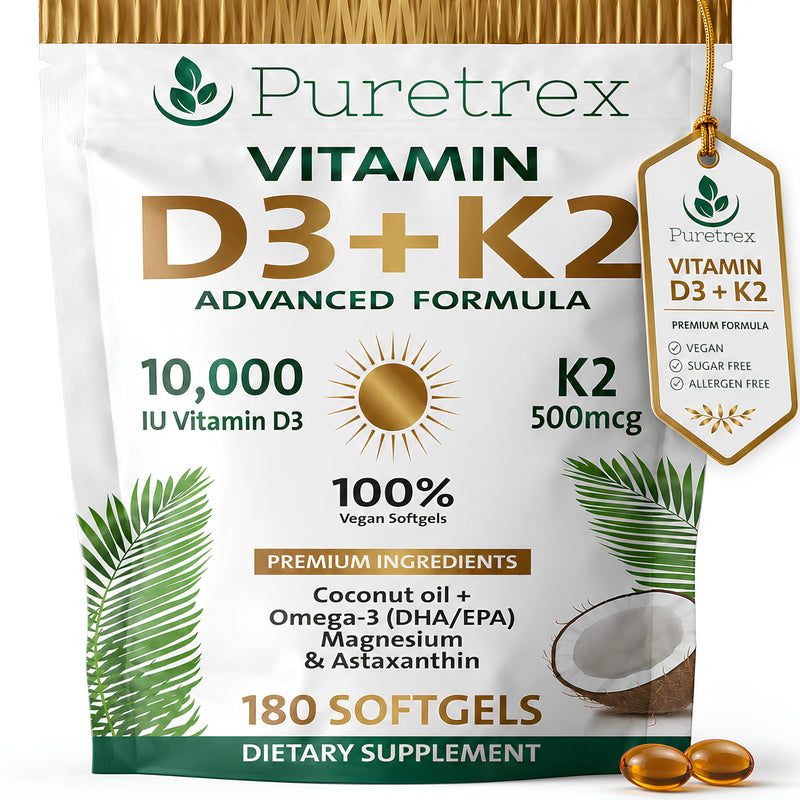 Vitamin D3 K2 10000 IU with 500mcg MK7 (MK-7) - Advanced Formula