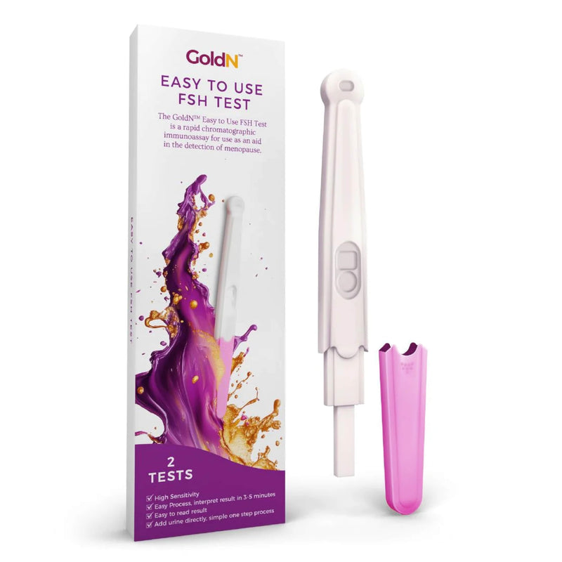 GoldN™ Easy to Use FSH Test for Women – Menopause & Fertility Hormone Urine Kit | Fast & Accurate Results in 5 Minutes | FDA-Compliant, Discreet, Stress-Free At-Home Strips | 2 Tests
