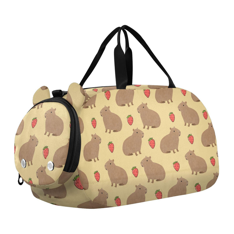 Dance Bag for Girls Capybara Strawberry Pattern Duffle Bags for Kids Boys Sport Ballet Gym Overnight Cheer Tote for School Gymnastics Multi-Strawberry Capybara