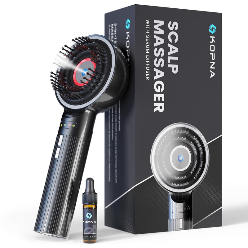 2-in-1 Electric Scalp Massager with Nano Mist Serum Applicator, Waterproof Rechargeable Head & Scalp Massage Brush with Moving Massage Teeth for Relaxing Scalp Care and Hair Care Routine