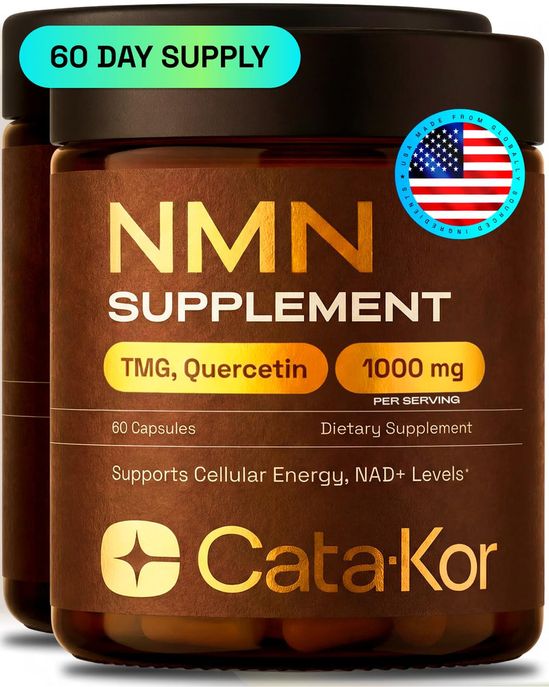 Cata-Kor NMN Supplement – 4-in-1 NAD Supplement with Quercetin | TMG | Resveratrol – Supports Cellular Energy & NAD+ Levels – Third-Party Tested - 2 Pack 60 Count (Pack of 2)
