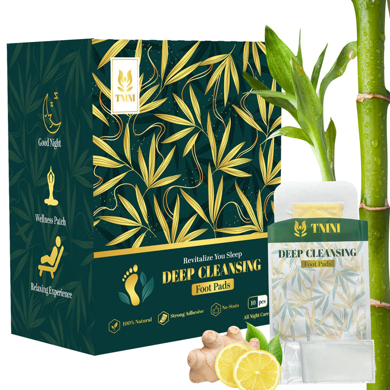 Deep Cleansing Foot Pads - Natural Herbal Patches for Foot Care - 10 Night Foot Patches with Bamboo Vinegar & Ginger - Refreshing & Soothing Foot Care, Up to 8 Hours of Long-Lasting Adhesion