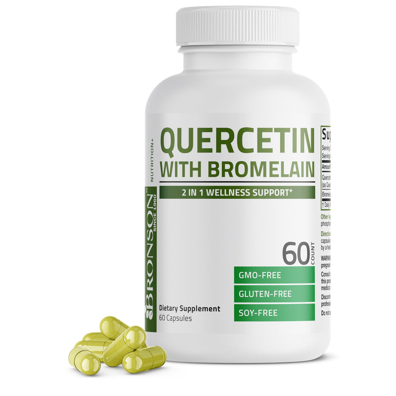 Bronson Quercetin with Bromelain 2-in-1 Wellness Support, 60 Capsules | Antioxidant & Immune Support, Non-GMO, Gluten-Free & Soy-Free 60 Count (Pack of 1)