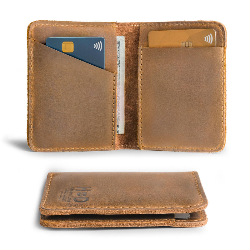 Hide & Drink, Bifold Wallet, Slim Card Holder, Minimalist Traveler Wallet, Vintage Front Pocket Wallet, Full Grain Leather, Handmade (Single Malt Mahogany) Single Malt Mahogany