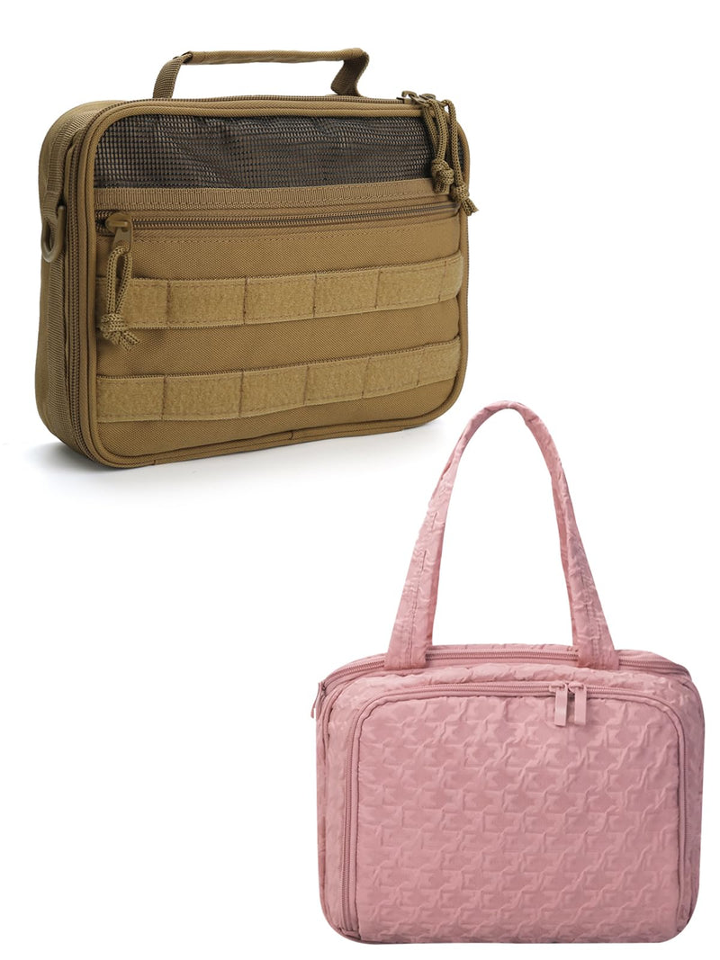 SMONT Khaki men's toiletry bag and pink women's toiletry bag set for sale