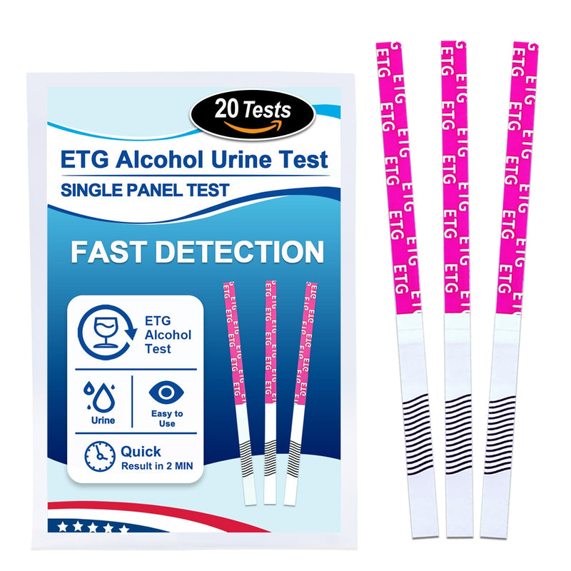 ETG Alcohol Urine Strips, High Sensitivity | Rapid 2-Minute Results for Home/Workplace/Rehab Testing | 24-80 Hour Detection Window [20 Pack] 20 Pack