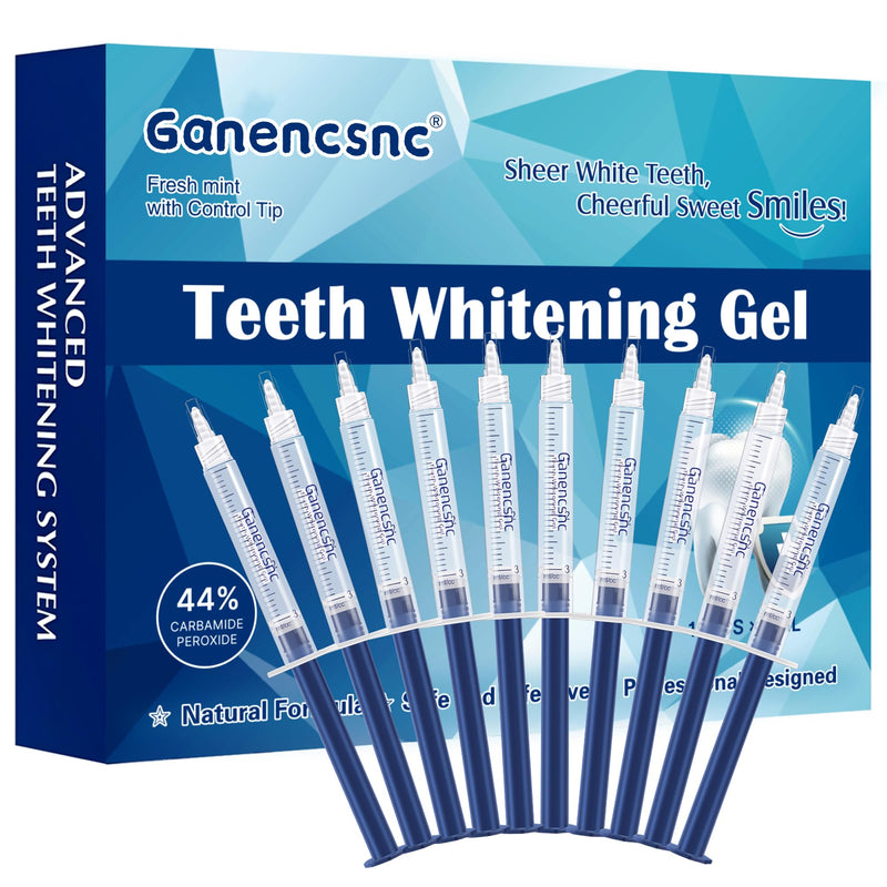 44% Ganencsnc 44% 10-Pack Teeth Whitening Gel Refills - Gentle 44% Carbamide Peroxide Formula - Compatible with Teeth whitening Kit,No Sensitive Teeth Whitener