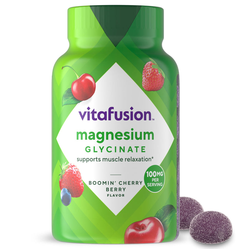 Vitafusion Magnesium Glycinate Gummies | 100mg | 60 Adult Gummy Vitamins | for Women and Men | Cherry Berry Flavor | Gluten-Free Supplement 60 Count (Pack of 1)