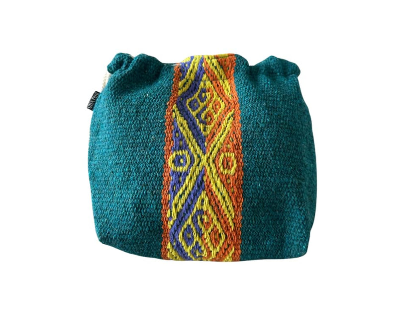 Handmade Purse Bag Organizer from Peru - Boho Chic Little Makeup Pouch for Travel, Tote Bag Organizer & Everyday Accessories, Drawstring Closure (Turquoise) Turquoise