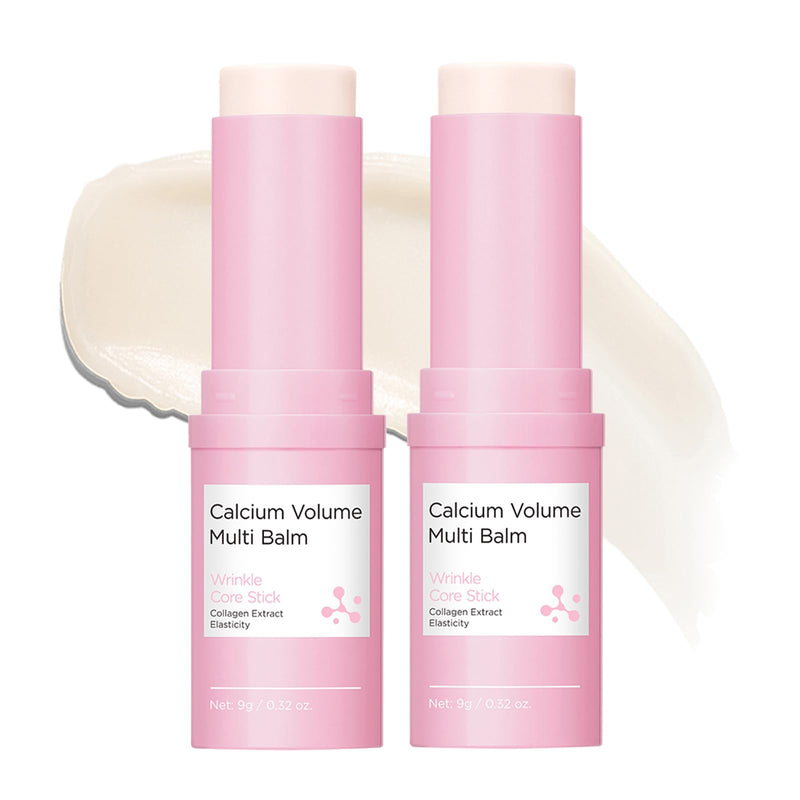 Cemenrete Calcium Volume Multi Balm Stick, Korean Collagen Moisturizing Glow, Hydrating & Anti-Aging Almond Vitamin E for Face, Eyes, Lips & Neck (Multi Balm Stick, 2) 2PCS Multi Balm Stick 1 Count (Pack of 2)