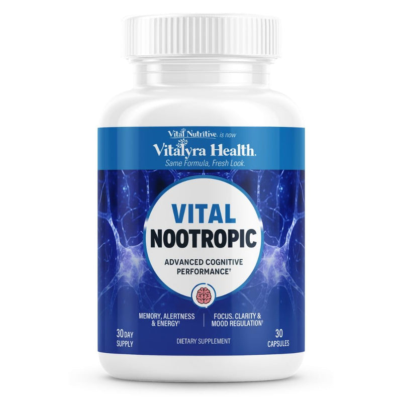 VITAL NUTRITIVE Nootropic 12in1 Brain Supplement for Memory, Focus & Energy | 12-in-1 with L-Tyrosine, Bacopa, Rhodiola, Caffeine & B Vitamins, Cognitive Balance, Men & Women, 30 Day Supply