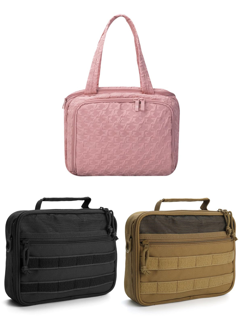 SMONT men's toiletry bag and men's black toiletry bag and pink women's cosmetic bag set sales