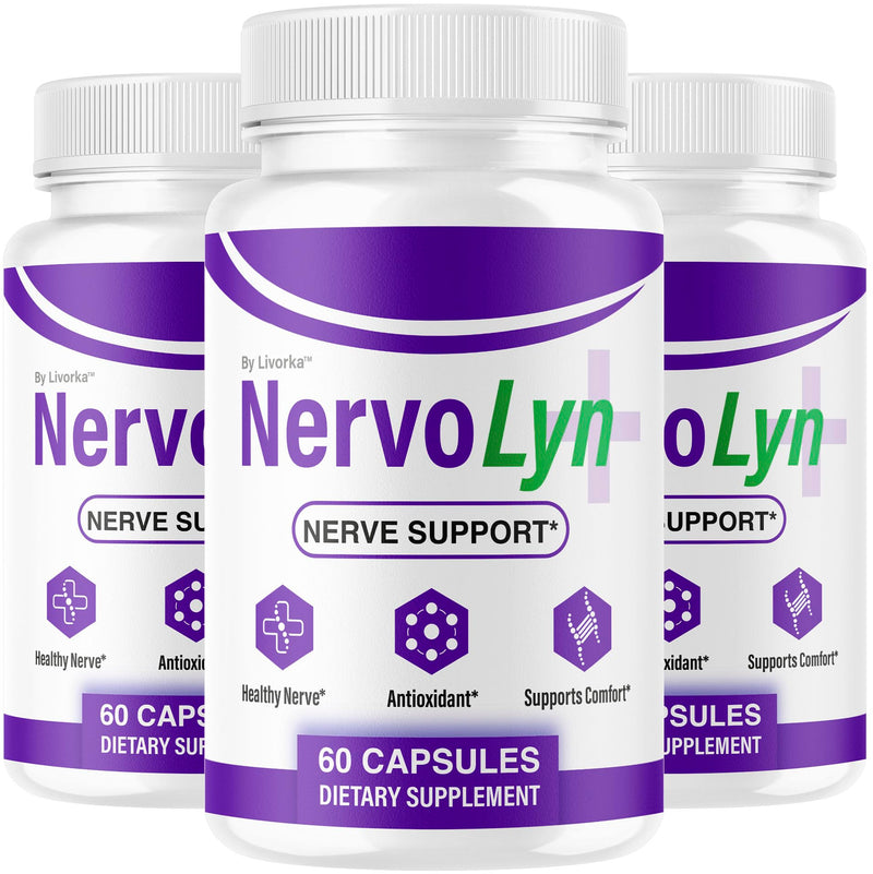 (3 Pack) NervoLyn Capsules - Official Nervo Lyn Advanced Supplement Formula Nerve Health, Natural NervoLyn Brain & Memory Focus Vitamins Suppor for Overal Health & Wellness, 180 Capsules for 3 Months