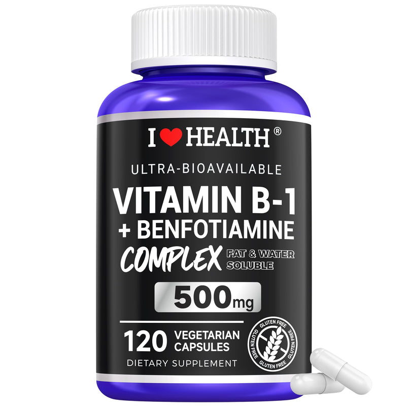 Benfotiamine 600mg Plus 20mg Vitamin B1 and Vitamin B1 500mg with Benfotiamine 20mg,120 Capsules