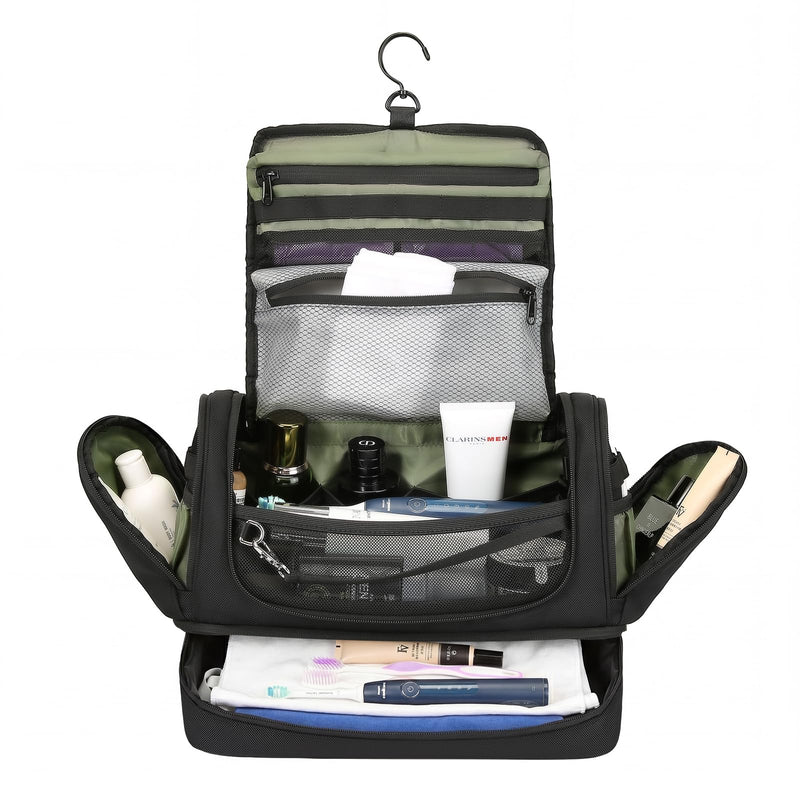 Toiletry Bag for Men, Handing Travel Toiletry Organizer Protable Water Ressistant Bathroom Shaving Bags for Toiletry Accessories, Travel Essentials, Black(Empty Bag)