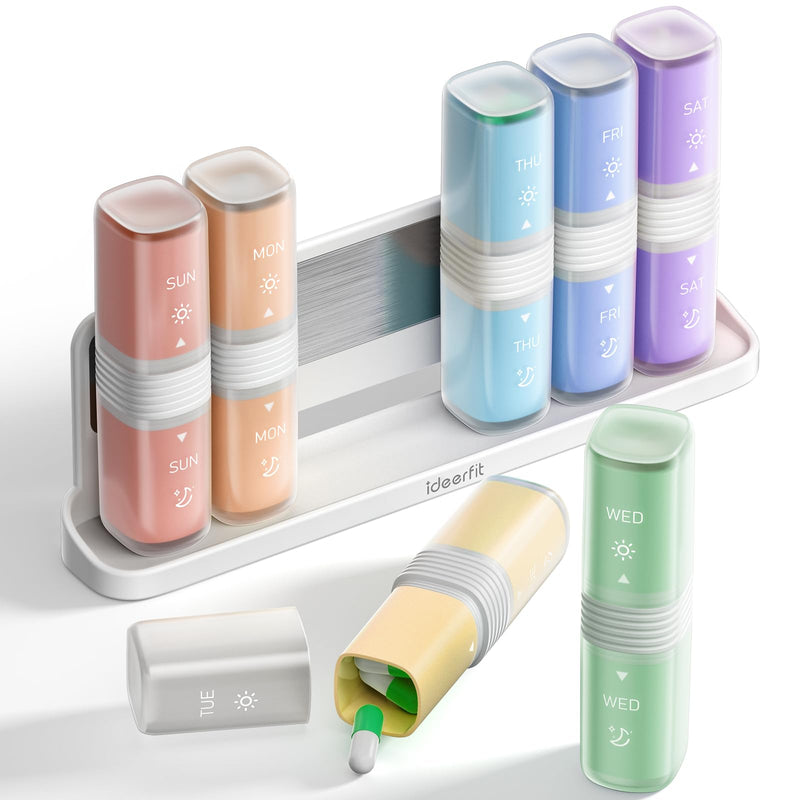 Magnetic Pill Organizer 2 Times a Day, Large Removable Cases | 7 Day AM PM, Silicone Seals, Easy Open, Medication Container Holder for Vitamins and Supplements, Daily Use and Travel Twice Daily