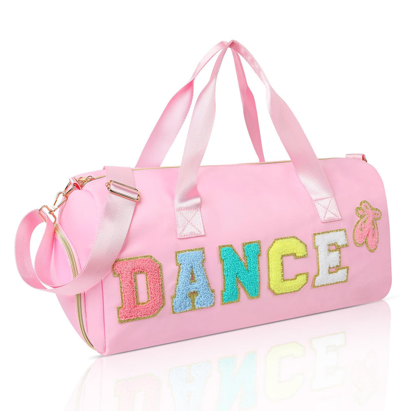 Dance Bag for Girls, KUIRAN Travel Duffel Bag with Shoe Compartment Lightweight Gym Sport Ballet Weekender Bag - Pink Large Light Pink