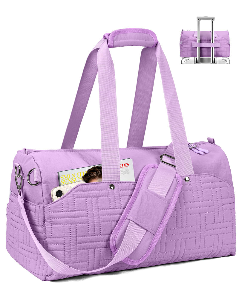 Carry On Travel Bag for Women, Personal Item Weekender, Purple | 17"X10"X9.5" , 25L, Quilted Carry On Personal Item Bag for Airlines, Underseat Travel Bag for Weekend Trips, Overnight, Gym Violet