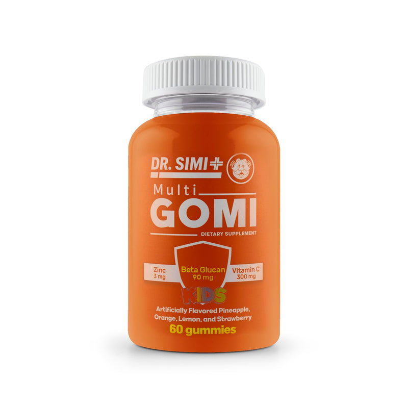 Dr. SImi Kids Zinc + Beta-Glucan + Vitamin C Gummies Immune Support for Kids 4+ | Pineapple, Orange, Lemon & Strawberry Flavors | Vegan, Non-GMO